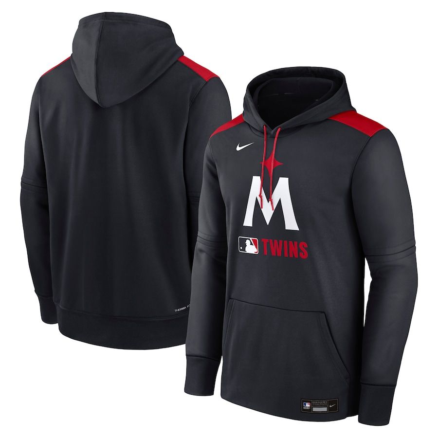 Men 2025 MLB Minnesota Twins Black Nike hoodie style 1